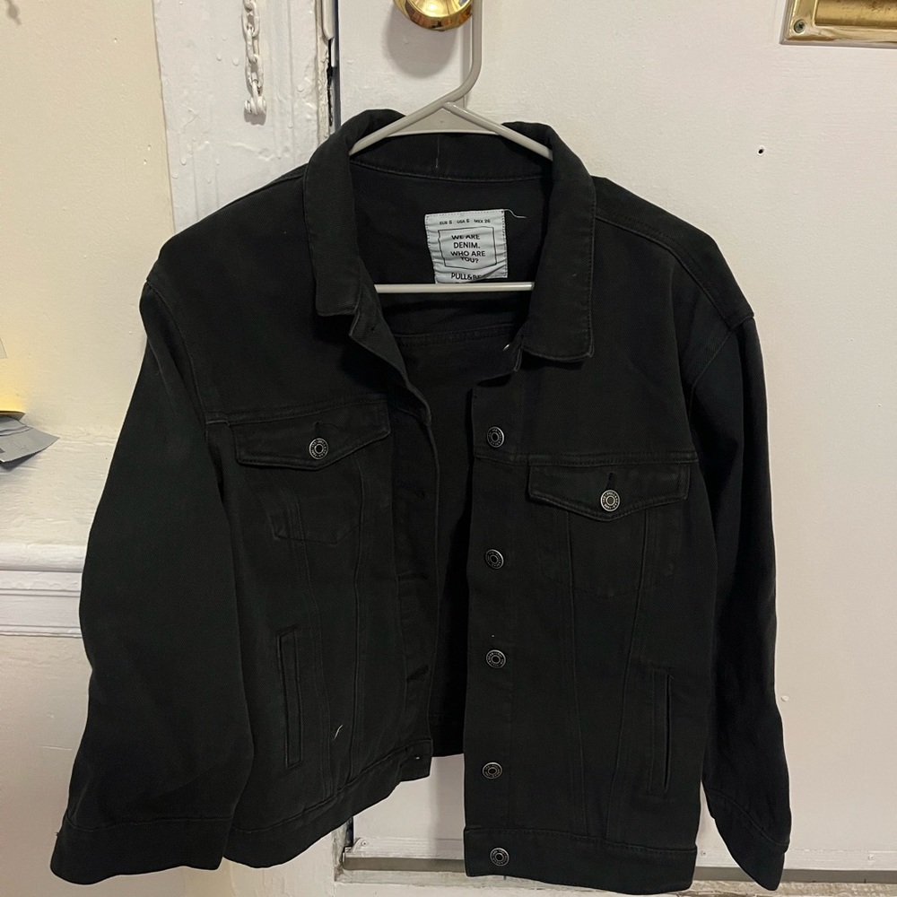 pull and bear black denim jacket